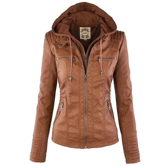 LVSANW Winter Faux Leather Jacket Women Casual Basic Coats 2024 Ladies Basic Jackets Waterproof Windproof Coats Female Ropa de Mujer