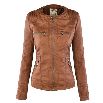 LVSANW Winter Faux Leather Jacket Women Casual Basic Coats 2024 Ladies Basic Jackets Waterproof Windproof Coats Female Ropa de Mujer