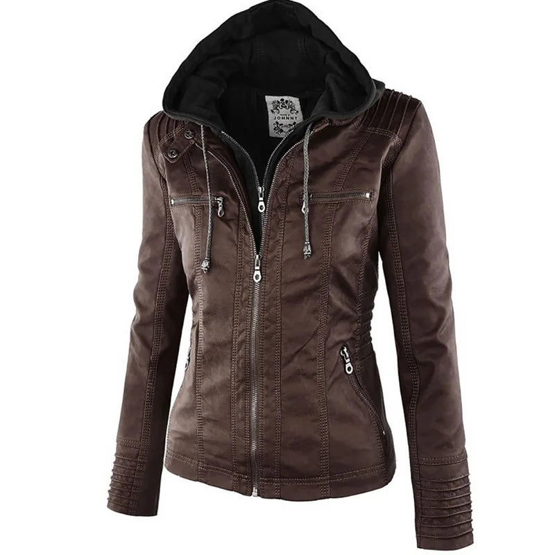 LVSANW Winter Faux Leather Jacket Women Casual Basic Coats 2024 Ladies Basic Jackets Waterproof Windproof Coats Female Ropa de Mujer