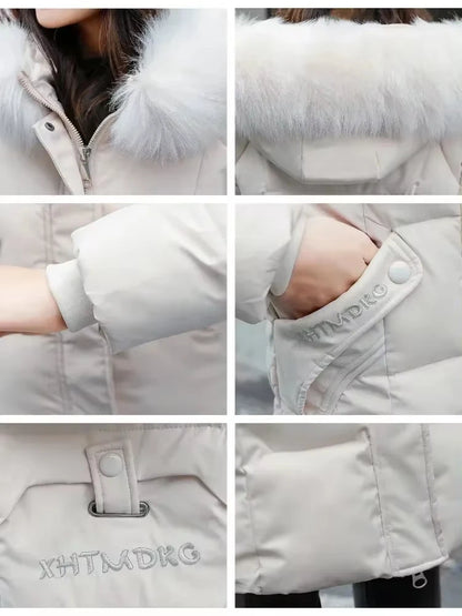 LVSANW Winter Jacket Woman Parka Long Clothes New Thicken Coat Fur Collar Hooded Warm Snow Wear Down Jacket Woman Padded Clothes