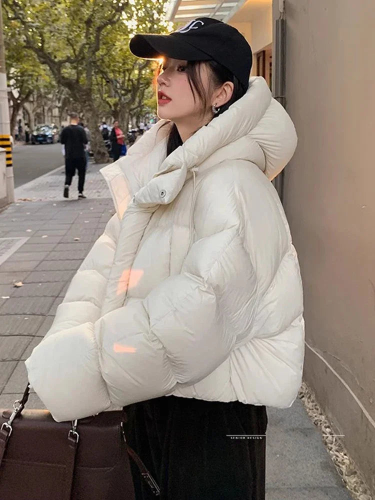 LVSANW Winter Short Down Cotton Jacket Women Casaco Inverno Feminino 2024 New American Bread Clothing Thick Warm Hooded Parkas Coats