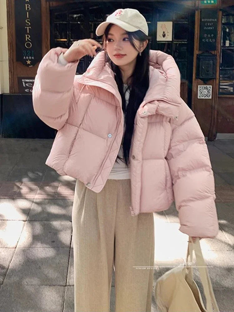 LVSANW Winter Short Down Cotton Jacket Women Casaco Inverno Feminino 2024 New American Bread Clothing Thick Warm Hooded Parkas Coats