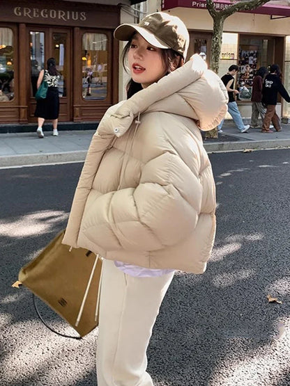 LVSANW Winter Short Down Cotton Jacket Women Casaco Inverno Feminino 2024 New American Bread Clothing Thick Warm Hooded Parkas Coats