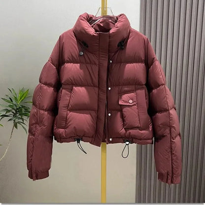 LVSANW Winter Short Thickening Female Down Cotton Jacket Long Sleeved Women Warm Cotton Padded Coat Fashion Ladies Cotton Padded Parkas