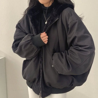 LVSANW Winter Thicken Warm Parkas Women Oversized Kawaii Double Sided Hooded Coat Ladies Korean Fashion Casual Loose Zip Up Jackets