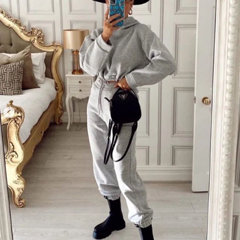 LVSANW Winter Two Piece Sets Women Tracksuit Oversized Suit 2024 Autumn Trouser Suits Female Sweatshirt Solid Sports Hoodie Sportswear