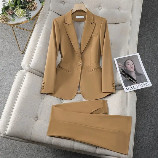 LVSANW Women 2024 Autumn New Fashion Professional Suit Two-piece Korean Elegant Casual Blazers Jacket Pants Matching Set Female Clothes