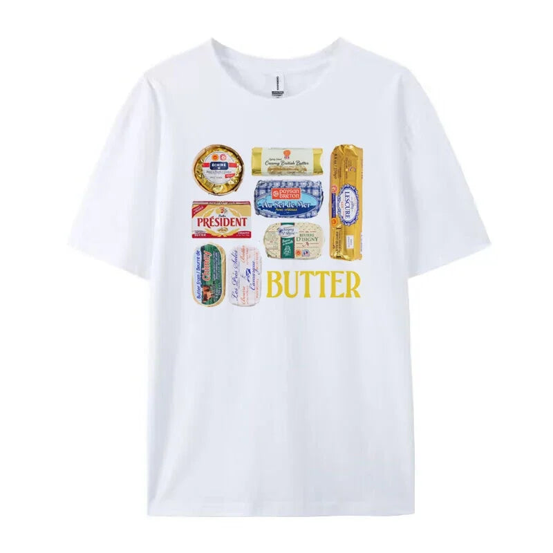 LVSANW Women 90s Retro Butter Graphic T-Shirts Funny Butter Lover T Shirt Cute Foodie Tee Shirt Unisex Vintage Grunge Aesthetic Clothes