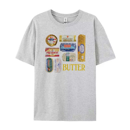 LVSANW Women 90s Retro Butter Graphic T-Shirts Funny Butter Lover T Shirt Cute Foodie Tee Shirt Unisex Vintage Grunge Aesthetic Clothes