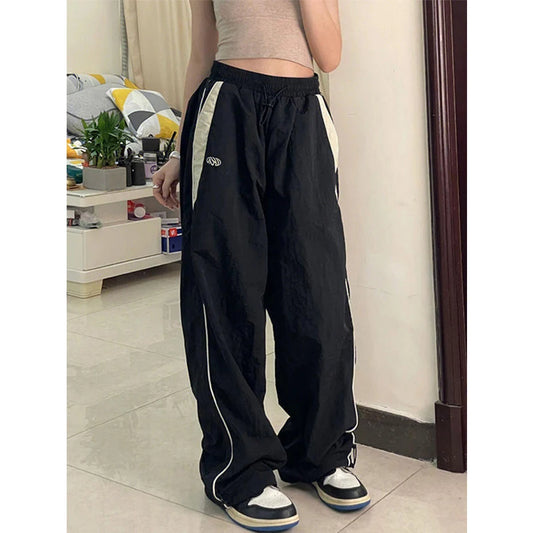 LVSANW Women Baggy Harajuku Cargo Pants Streetwear Hip Hop Wide Leg Pant Parachute Sweatpants Techwear Joggers Oversized Y2K Trousers