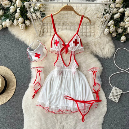 LVSANW Women Beaded Lace Strappy Rompers Lingerie One Piece Combination Catsuits Elastic Onesie Fashion Erotic Sexy Bodysuits Patchwork