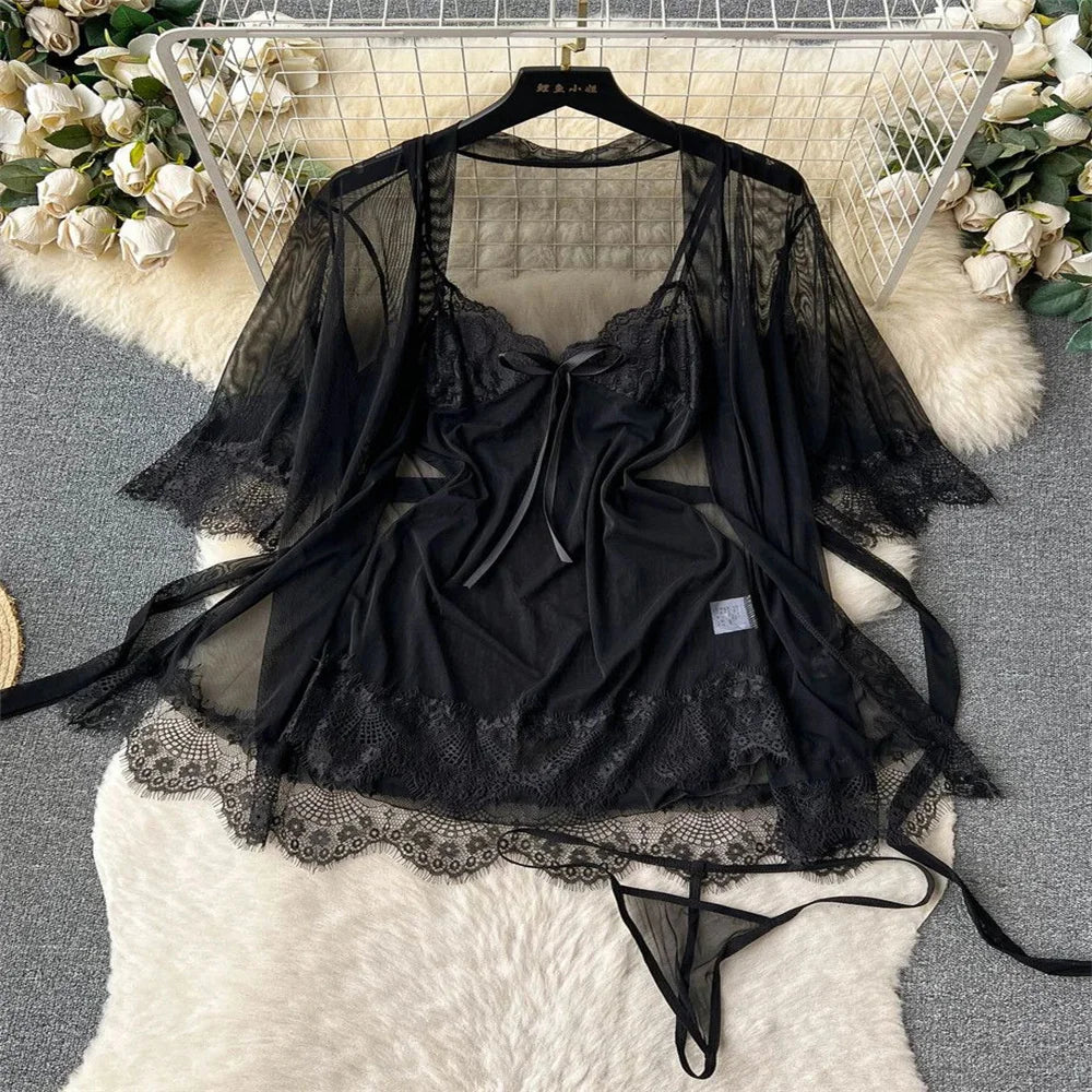 LVSANW Women Beaded Lace Strappy Rompers Lingerie One Piece Combination Catsuits Elastic Onesie Fashion Erotic Sexy Bodysuits Patchwork