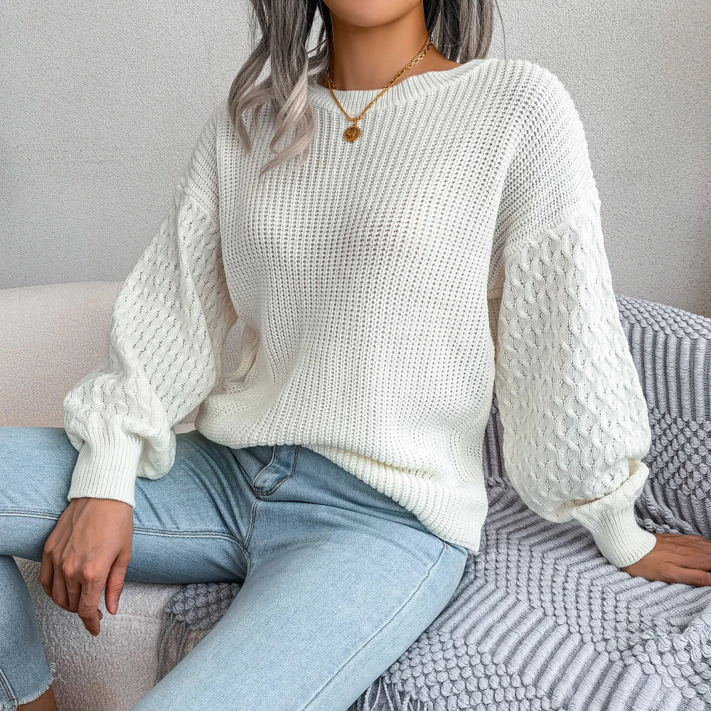 LVSANW Women Casual Lantern Long Sleeve Knitted Pullovers And Sweaters Autumn Winter 2025