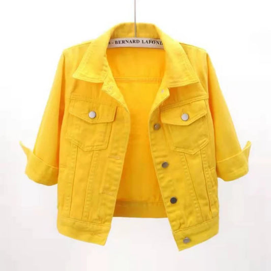 LVSANW Women Denim Jacket Spring Autumn Short Coat Pink Jean Jackets Casual Tops Purple Yellow Purple Blue Loose Tops Lady Outerwear