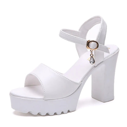 LVSANW Women Fish Mouth Platform High Heels Wedges Buckle Slope Sandals Women Shoes Woman Platform High Heels Sandals High Heels