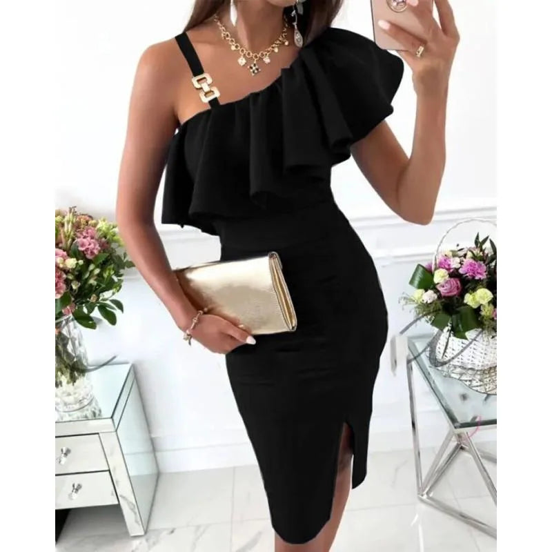 LVSANW Women Flower Printed Sling Dresses Off Shoulder Dresses Woman Party Night Sleeveless Slim Fit Waist Dressde GraduacióN