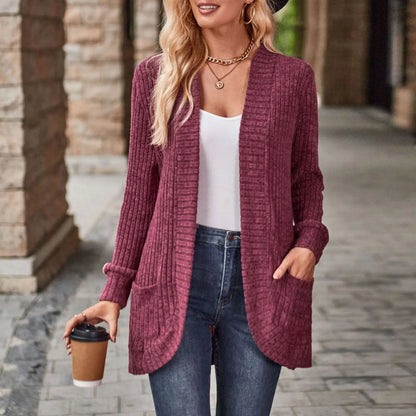 LVSANW Women Hollow Out Open Front Cardigan With Pockets Loose Fashion Casual Open Front Long Sleeve Chunky Coat With CáRdigans