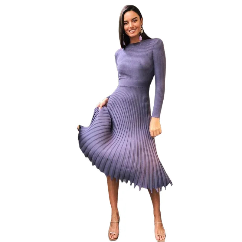 LVSANW Women Knitted Long Dress Autumn Winter Slim Sleeve Ladies Dresses Elegant Party Female Sweater Dress 10 Colors