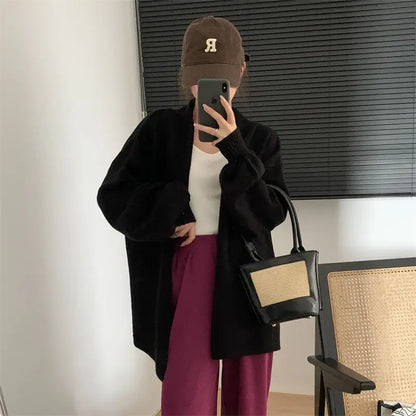 LVSANW Women Long Sleeve Knitted Cardigan Sweater Coats Korean Female Baggy Loose Knitwear Tops  PYMY-MY8151012