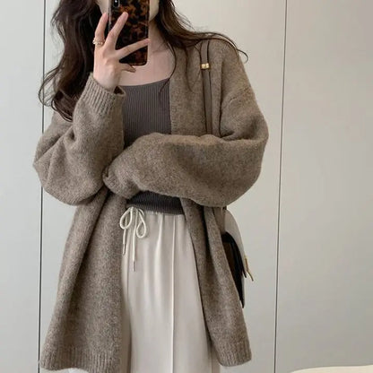 LVSANW Women Long Sleeve Knitted Cardigan Sweater Coats Korean Female Baggy Loose Knitwear Tops  PYMY-MY8151012