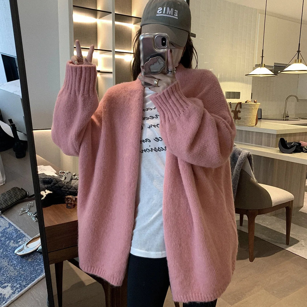 LVSANW Women Long Sleeve Knitted Cardigan Sweater Coats Korean Female Baggy Loose Knitwear Tops  PYMY-MY8151012