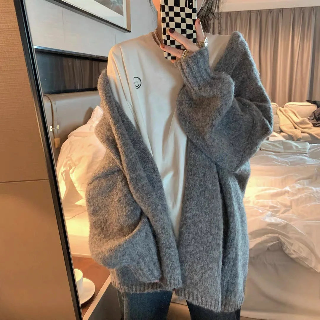 LVSANW Women Long Sleeve Knitted Cardigan Sweater Coats Korean Female Baggy Loose Knitwear Tops  PYMY-MY8151012