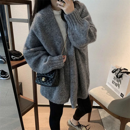 LVSANW Women Long Sleeve Knitted Cardigan Sweater Coats Korean Female Baggy Loose Knitwear Tops  PYMY-MY8151012