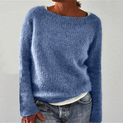 LVSANW Women Loose Sweaters Autumn Winter O-Neck Long Sleeve Casual Solid Pullover Knitwear Tops XXBLH-2536