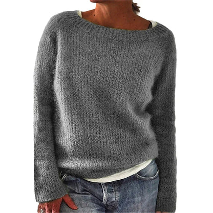 LVSANW Women Loose Sweaters Autumn Winter O-Neck Long Sleeve Casual Solid Pullover Knitwear Tops XXBLH-2536