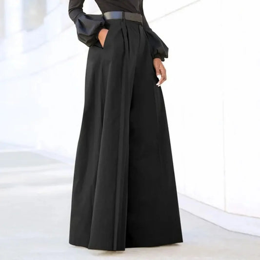 LVSANW Women Palazzo Pants Summer Style Cotton Linen Comfy Baggy Trousers With Pockets Fashion Elegant Party High Waist Loose Trousers