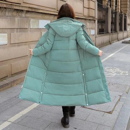 LVSANW Women Parkas Long Coats Hooded Coat Maxi Autumn Casual Loose Thick Warm Outerwear Coat Jackets Elegant Splice Winter Jacket