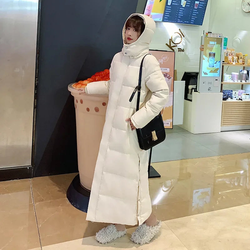 LVSANW Women Parkas Long Coats Hooded Coat Maxi Autumn Casual Loose Thick Warm Outerwear Coat Jackets Elegant Splice Winter Jacket