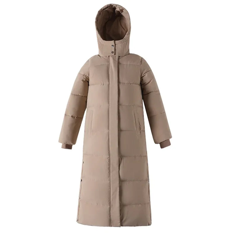 LVSANW Women Parkas Long Coats Hooded Coat Maxi Autumn Casual Loose Thick Warm Outerwear Coat Jackets Elegant Splice Winter Jacket