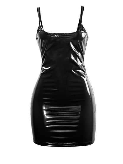 LVSANW Women Sexy PU Leather Party Night Club Elegant Slip Bodycon Sleeveless Bodycon Mini Dress Ladies Summer Short Dresses