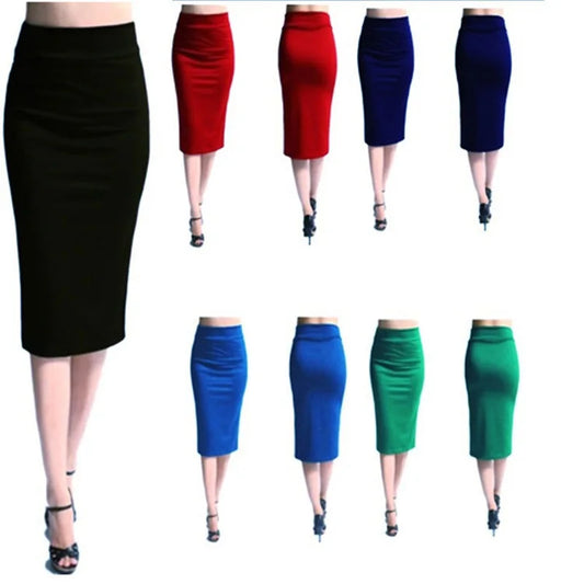 LVSANW Women Skirt Bodycon Skirt Office Female Slim Knee Length High Waist Stretch Sexy Pencil Skirts Jupe Femme