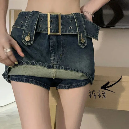 LVSANW Women Slim Bodycon Denim MINI Shorts Skirt