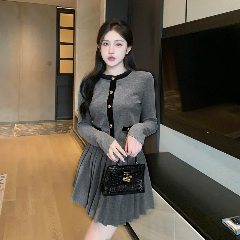 LVSANW Women Spring Autumn Sweet Knit Matching Sets Japan Korean Preppy Style Thin Sweater Cardigan Mini Skirts Outfits Coat Skirt Suit