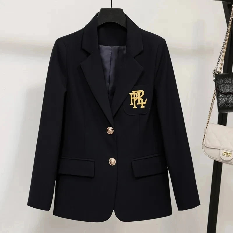 LVSANW Women Suit Jacket Casual Office Formal Blazer Coat Embroidery White Blazer Single Breasted High Quality