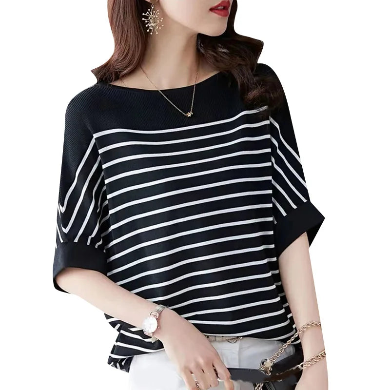 LVSANW Women Summer Shirt 2024 ZANZEA Elegant Half Sleeve Striped Blouse Fashion OL Work Tops Female Casual Loose Party Blusas Chemise