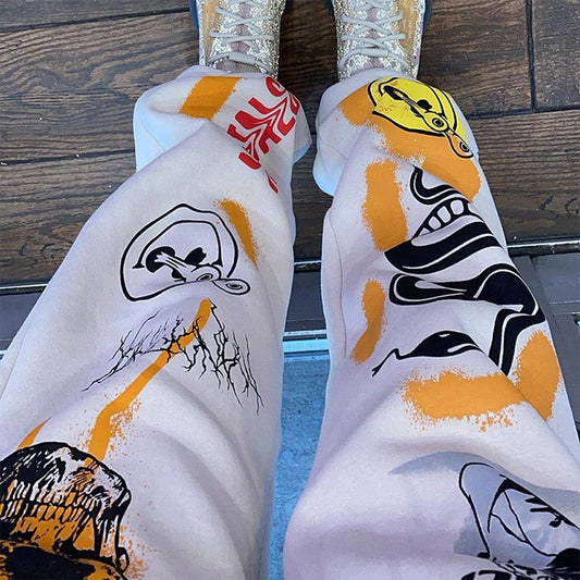 LVSANW Women Sweatpants Joggers Y2K Harajuku Cartoon Skull Printed Streetwear Sweatpants Pants Casual High Waist Sweatpants 2024 Winter