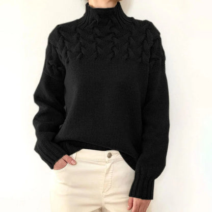 LVSANW Women Turtleneck Long Lantern Sleeve Knitted Sweaters Autumn Winter Thick Female Elastic Stretch Pullover Tops XXBLH-9856