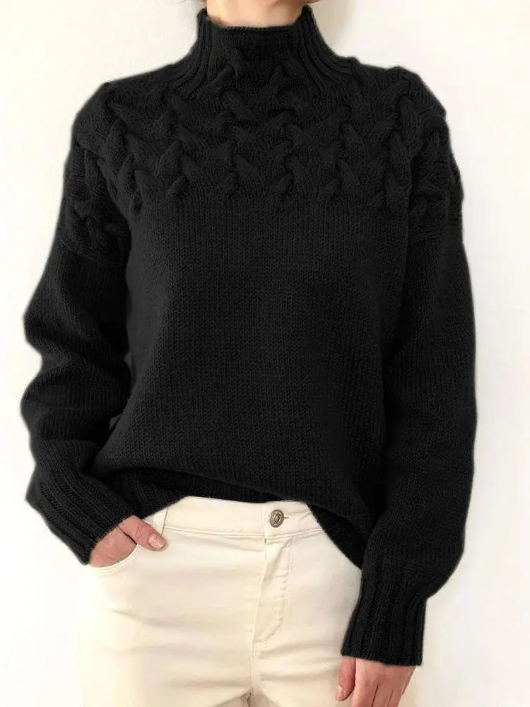 LVSANW Women Turtleneck Long Lantern Sleeve Knitted Sweaters Autumn Winter Thick Female Elastic Stretch Pullover Tops XXBLH-9856