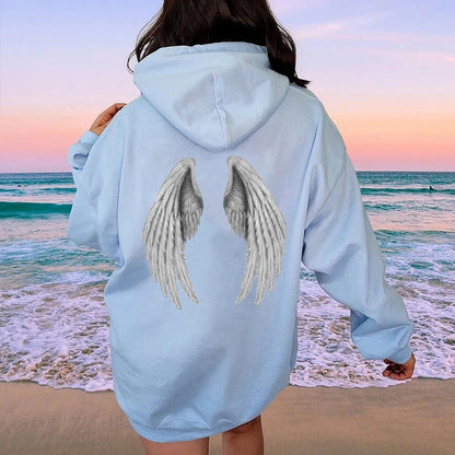 LVSANW Women Wings Print Hoodies Harajuku Oversized Long Sleeve Hooded Jacket Female2025 Autumn Hip Hop Punk Sweatshirt Top