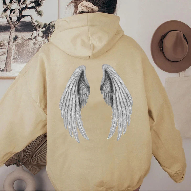 LVSANW Women Wings Print Hoodies Harajuku Oversized Long Sleeve Hooded Jacket Female2025 Autumn Hip Hop Punk Sweatshirt Top