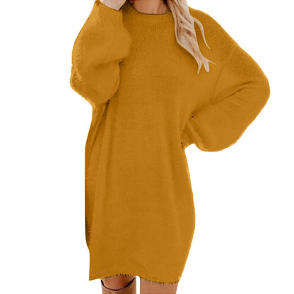 LVSANW Women Winter Sweater Knit Crewneck Warm Long Sleeve Casual Sweatshirts Dress Women Dress 2024 Trend Womens Winter Dresses Casual