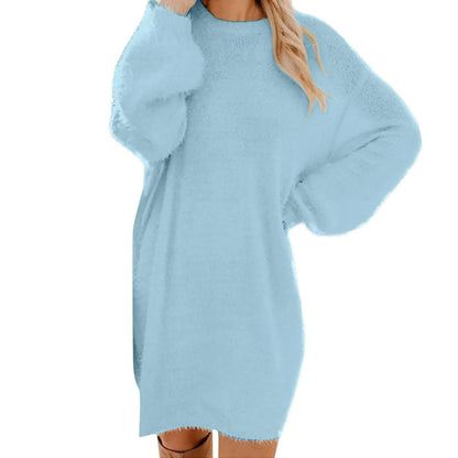 LVSANW Women Winter Sweater Knit Crewneck Warm Long Sleeve Casual Sweatshirts Dress Women Dress 2024 Trend Womens Winter Dresses Casual