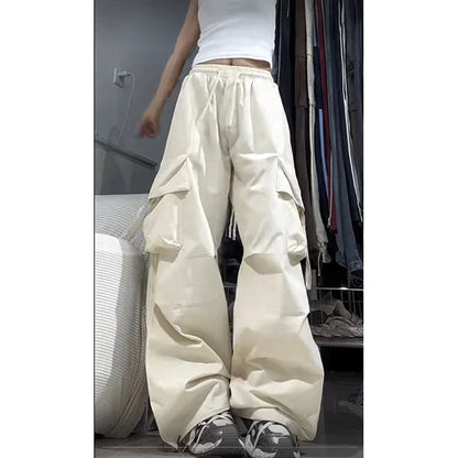 LVSANW Women Y2K Cargo Pants High Waist Streetwear Hip Hop Trousers Female Big Pockets Casual Low Waist Drawstring Baggy Sweatpants