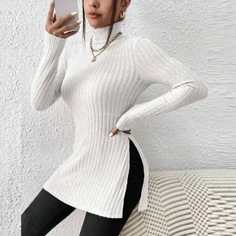 LVSANW Women's Autumn and Winter High Neck Pullover Bottom Shirt