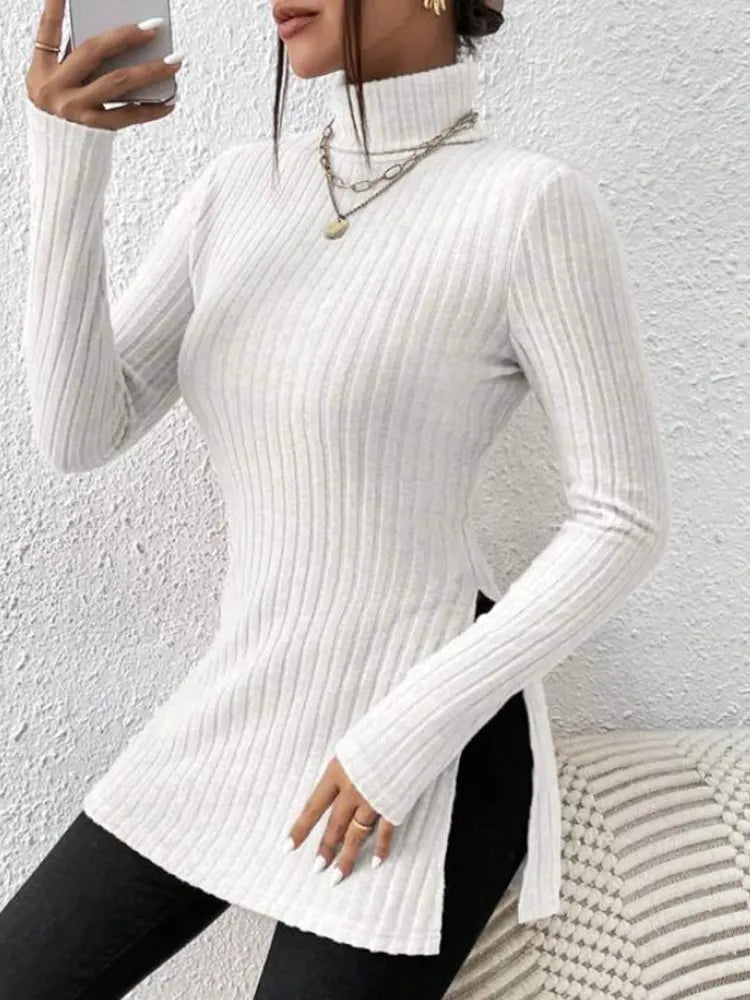 LVSANW Women's Autumn and Winter High Neck Pullover Bottom Shirt