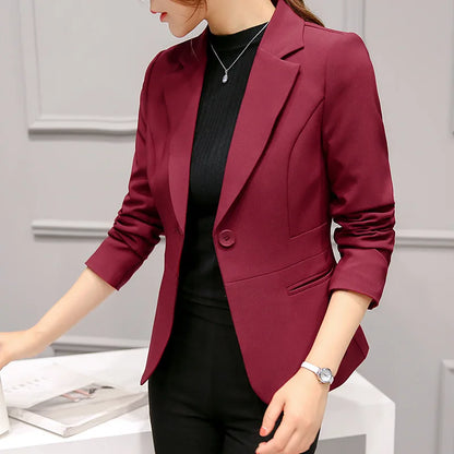 LVSANW Women's Blazer 2025 Red Long Sleeve Blazers Pockets Jackets Coat Slim Office Lady Jacket Female Tops Suit Blazer Femme Jackets